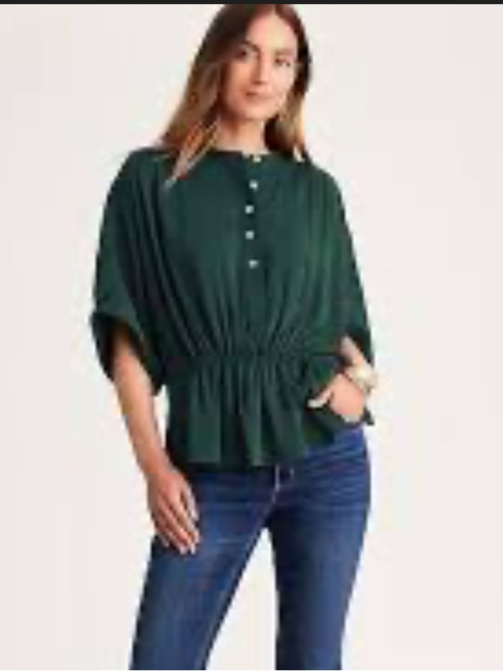 J. Jill Soft Luxe Blouse in Green Adriatic Sea soft modal size large